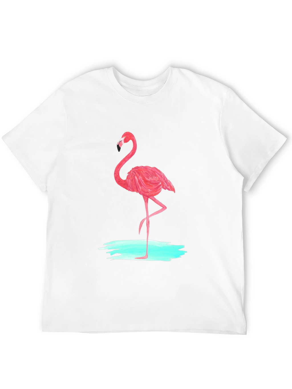 Pink Flamingo Graphic Tee - Black Cotton Casual T-Shirt
