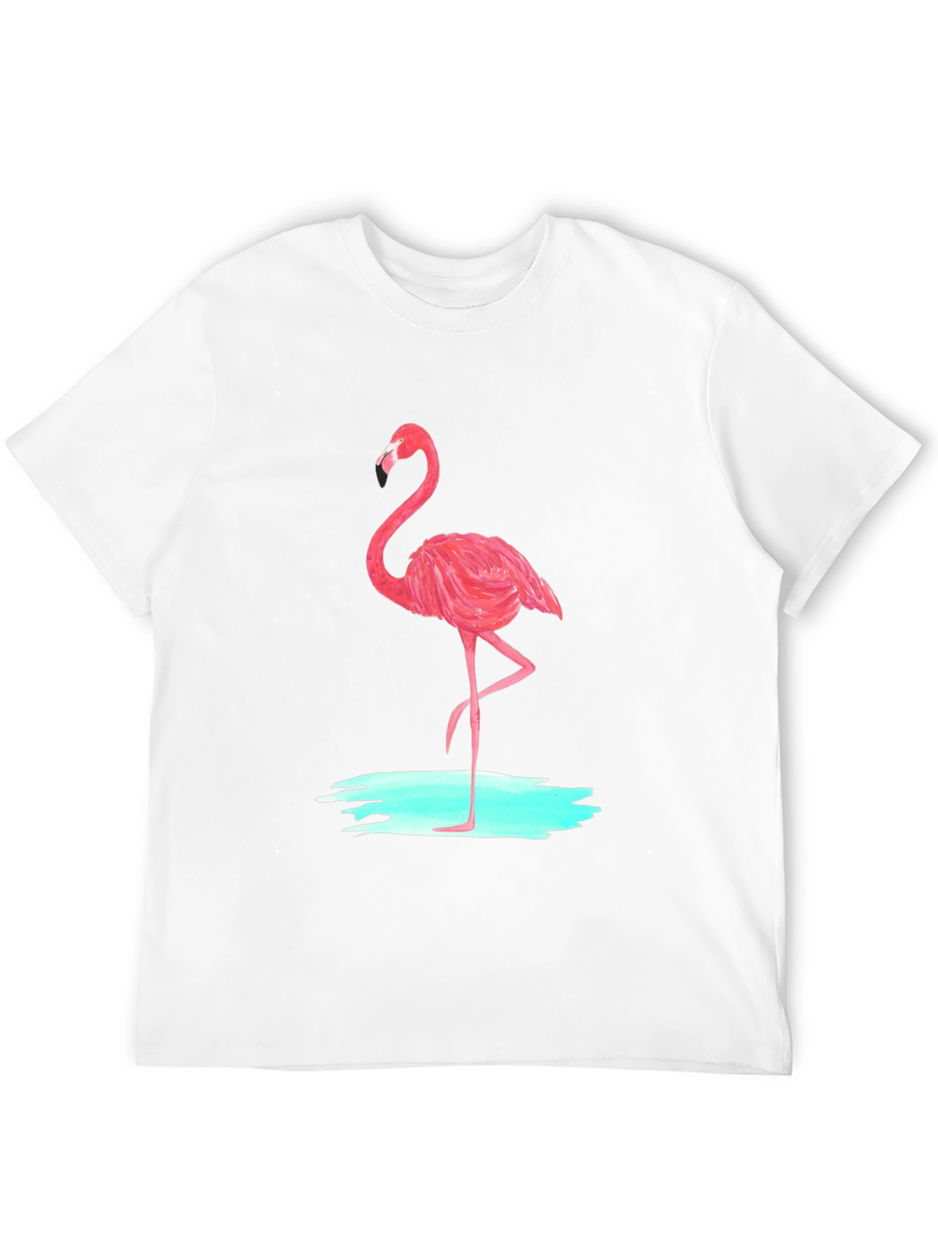 Pink Flamingo Graphic Tee - Black Cotton Casual T-Shirt