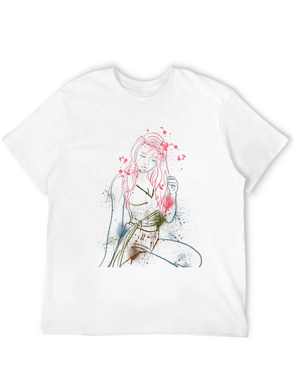 Abstract Woman Graphic Print Crew Neck T-Shirt