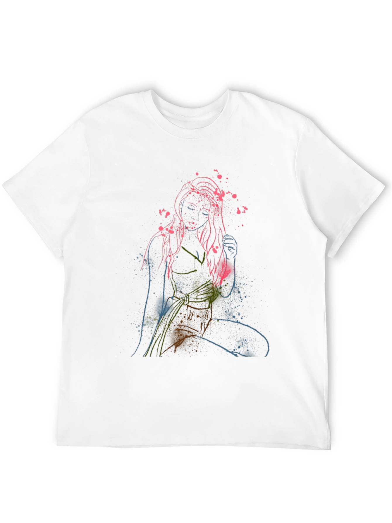 Abstract Woman Graphic Print Crew Neck T-Shirt