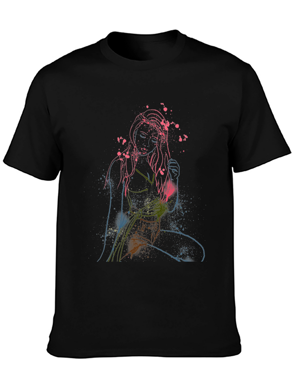 Abstract Woman Graphic Print Crew Neck T-Shirt