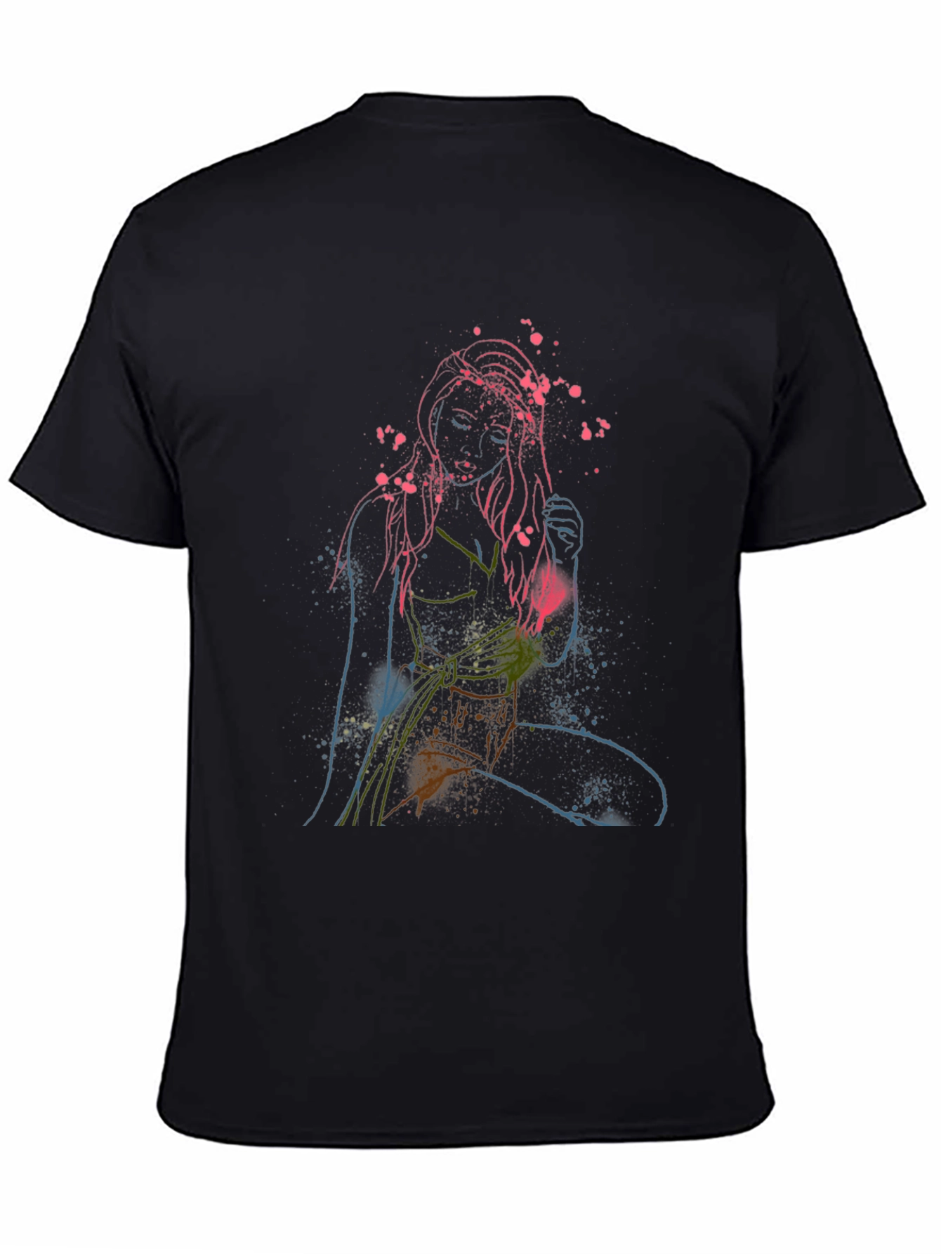 Abstract Woman Graphic Print Crew Neck T-Shirt