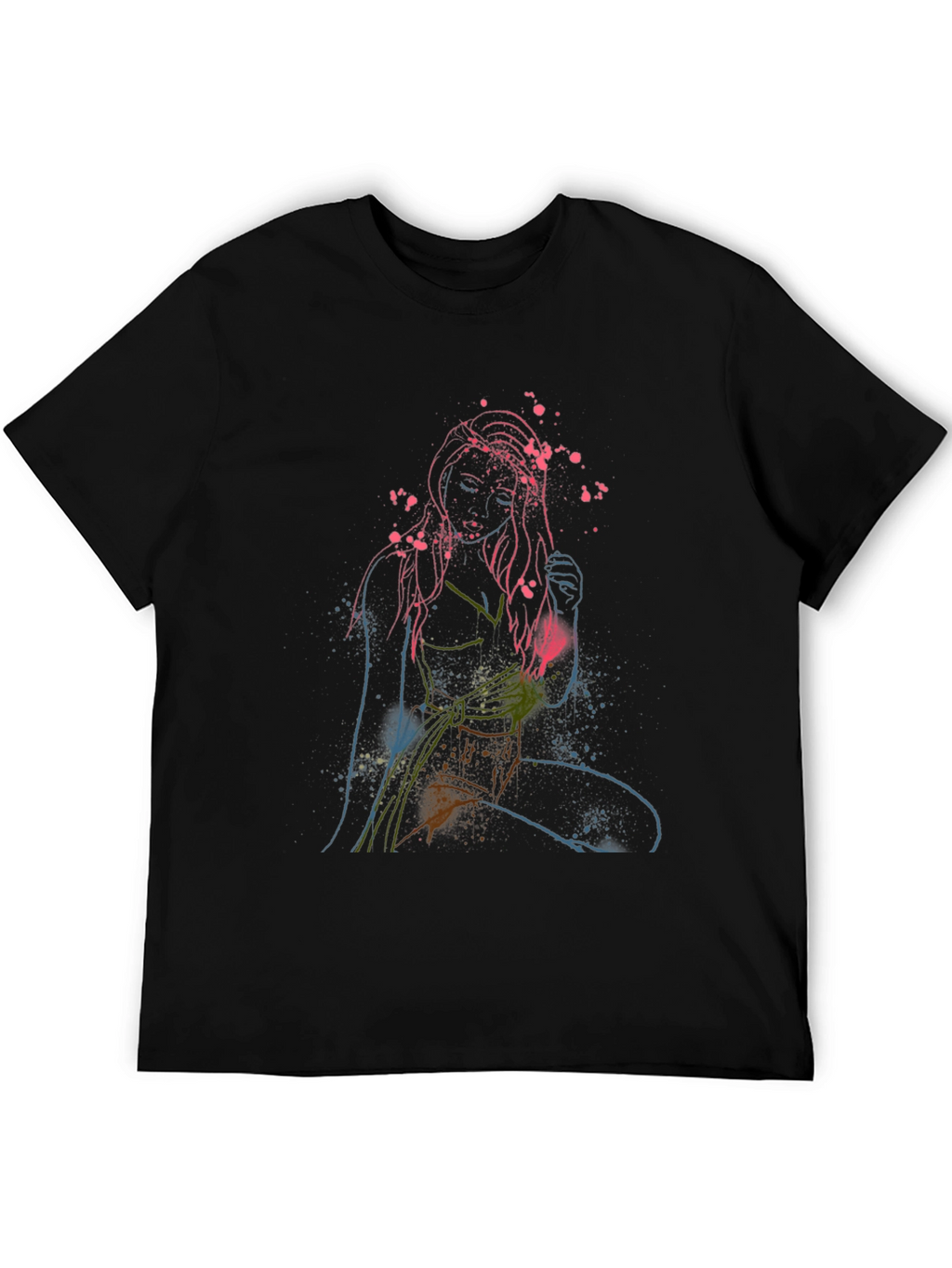 Abstract Woman Graphic Print Crew Neck T-Shirt