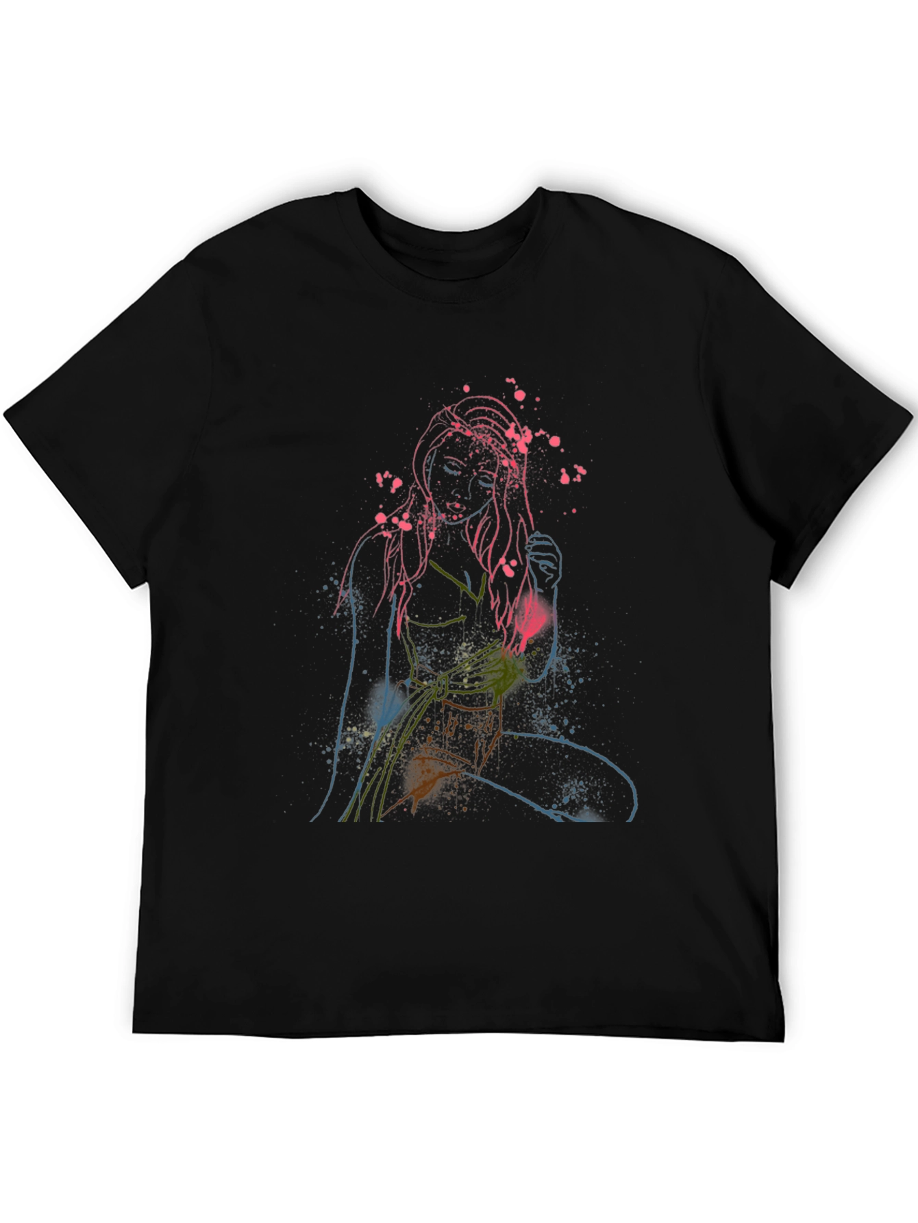 Abstract Woman Graphic Print Crew Neck T-Shirt