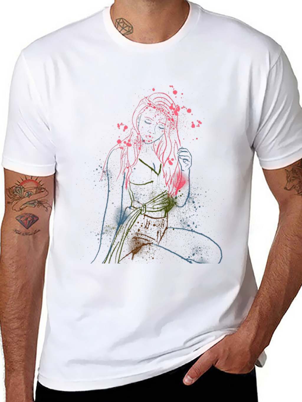 Abstract Woman Graphic Print Crew Neck T-Shirt