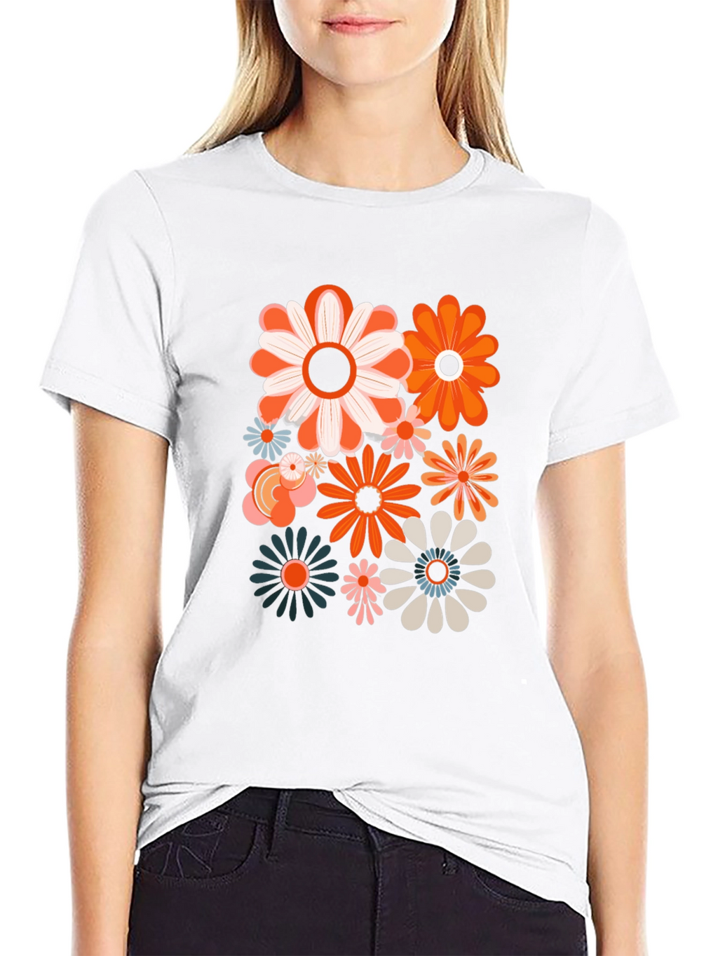 Retro Flower Power Graphic Tee - Black Unisex Shirt