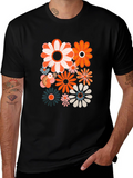 Retro Flower Power Graphic Tee - Black Unisex Shirt