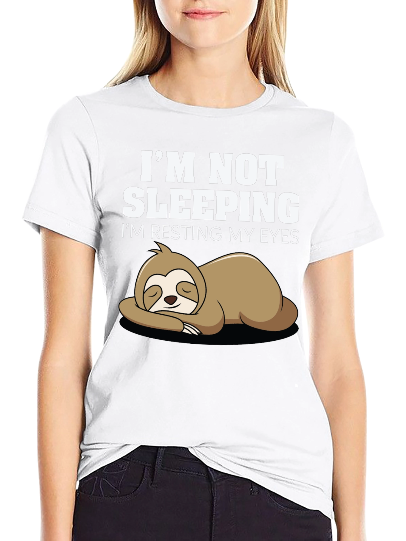 Funny Sloth Resting Eyes Graphic Tee - Black