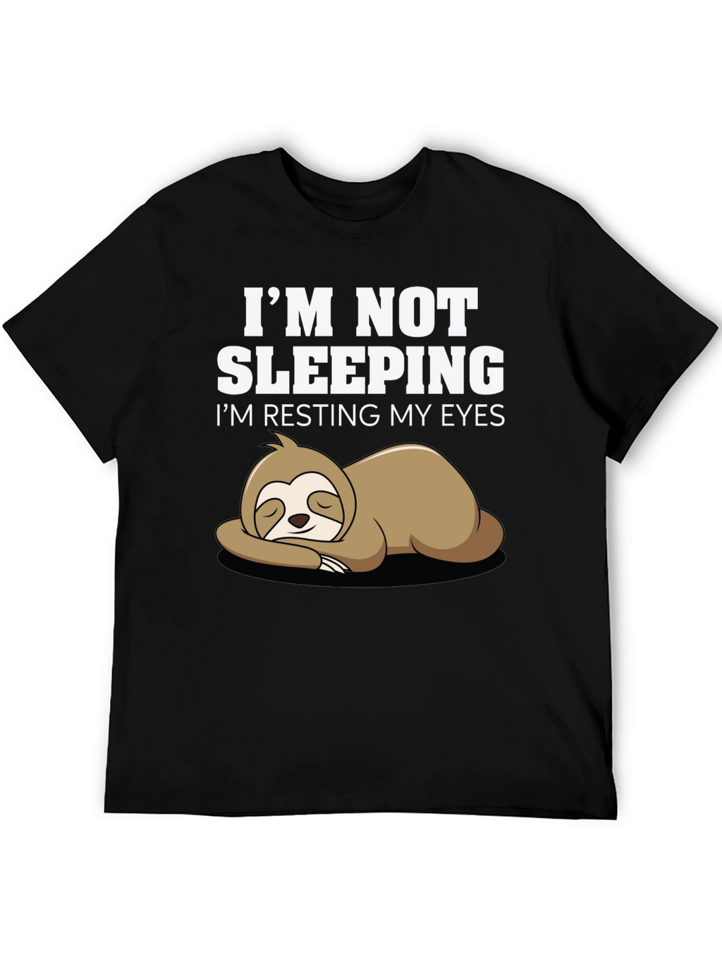 Funny Sloth Resting Eyes Graphic Tee - Black