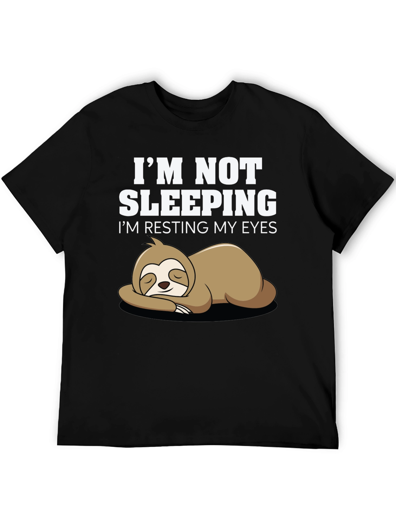 Funny Sloth Resting Eyes Graphic Tee - Black