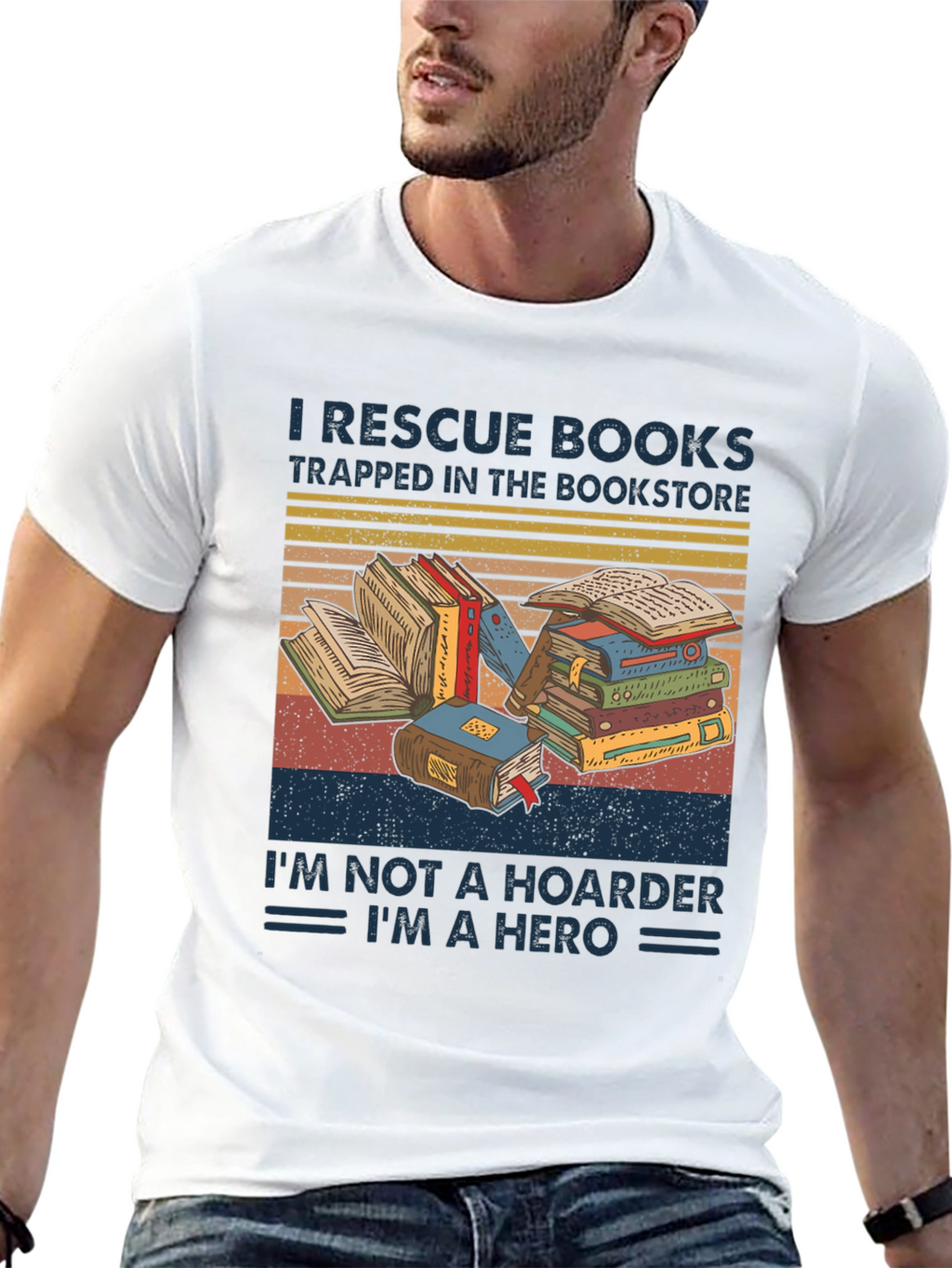 Book Lover T-Shirt: Rescue Books Im a Hero Tee