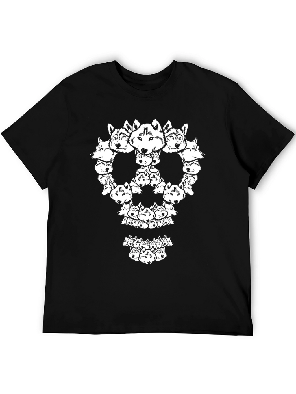 Husky Head Skull Graphic Tee - Black