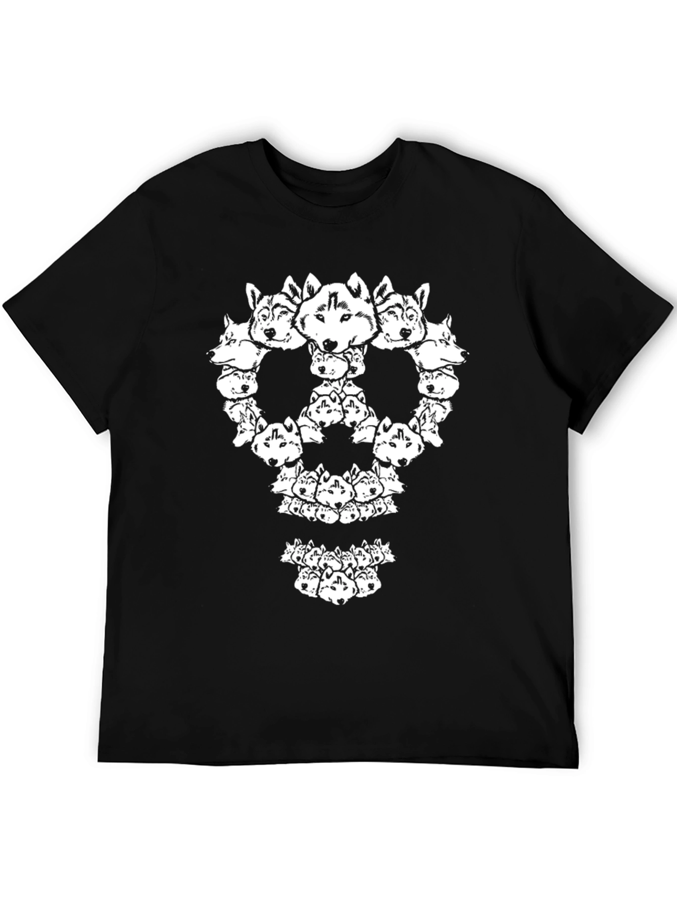Husky Head Skull Graphic Tee - Black