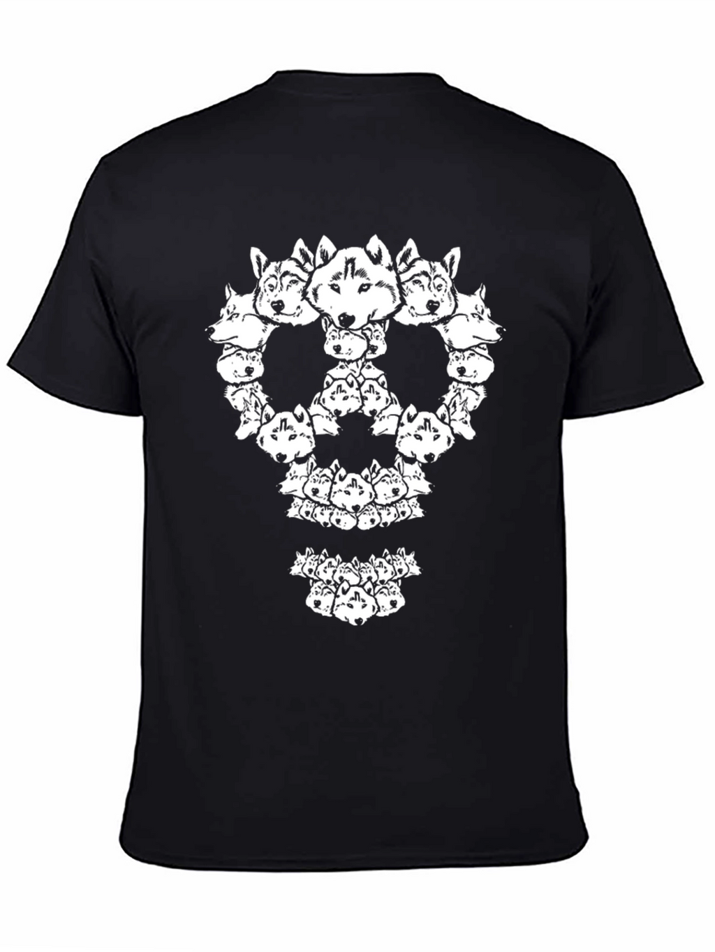 Husky Head Skull Graphic Tee - Black