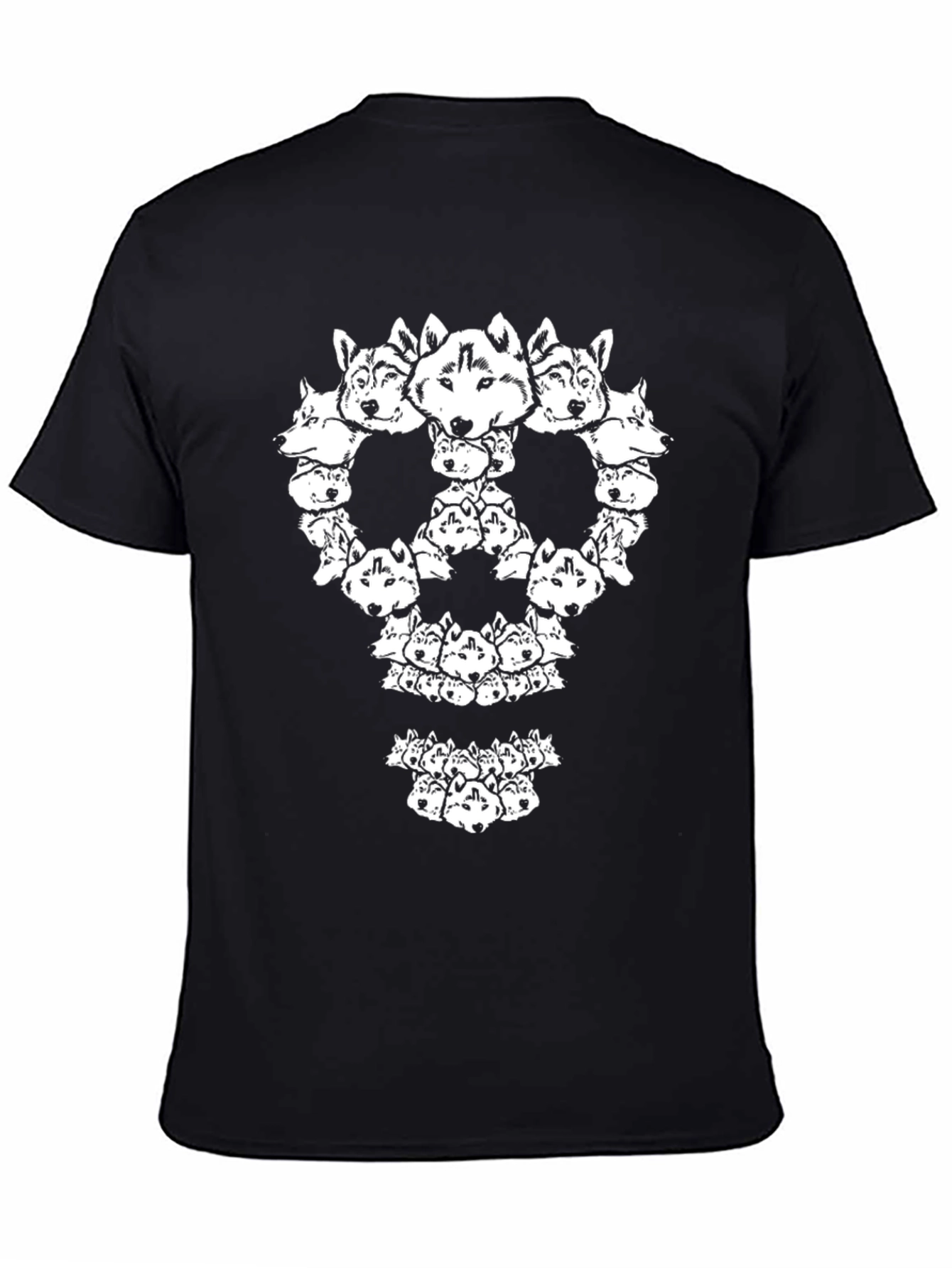 Husky Head Skull Graphic Tee - Black