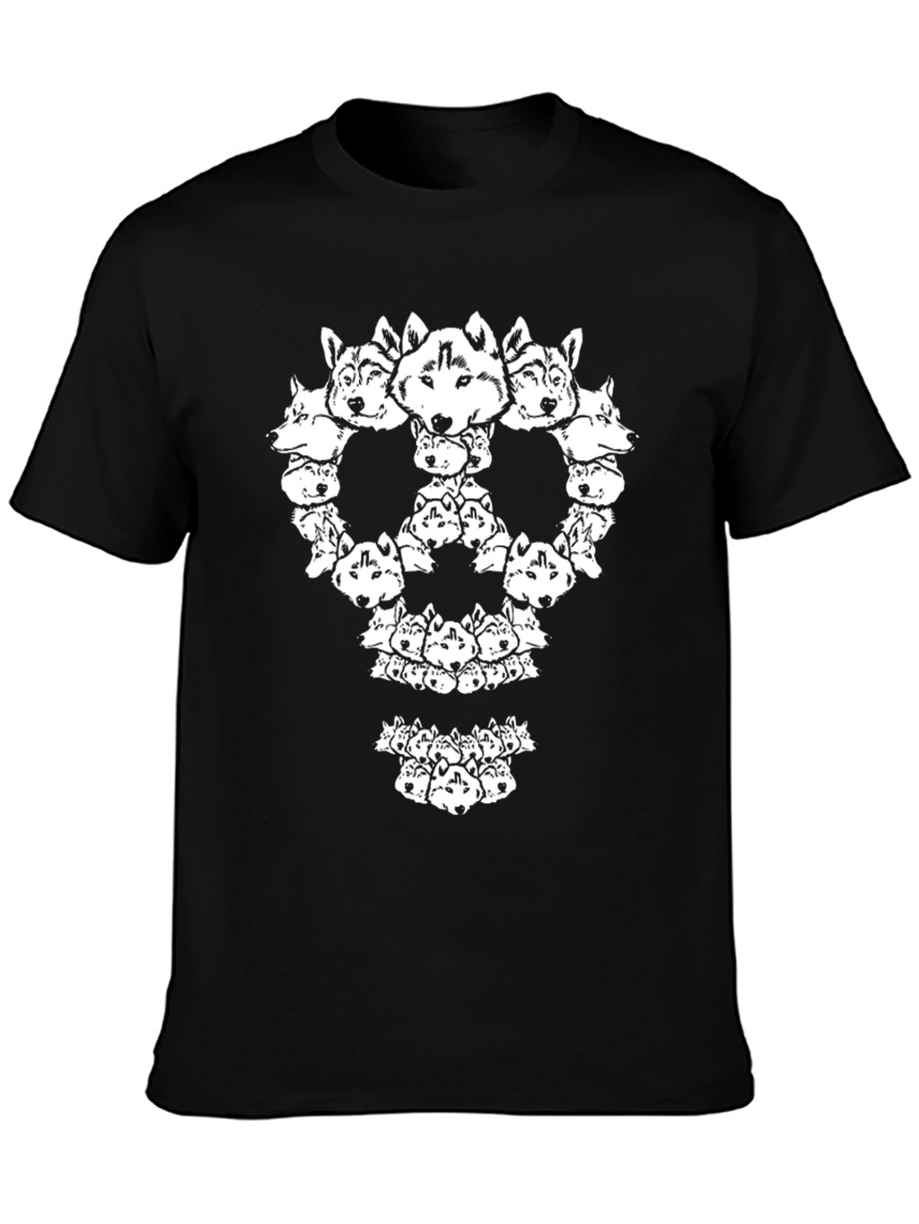 Husky Head Skull Graphic Tee - Black