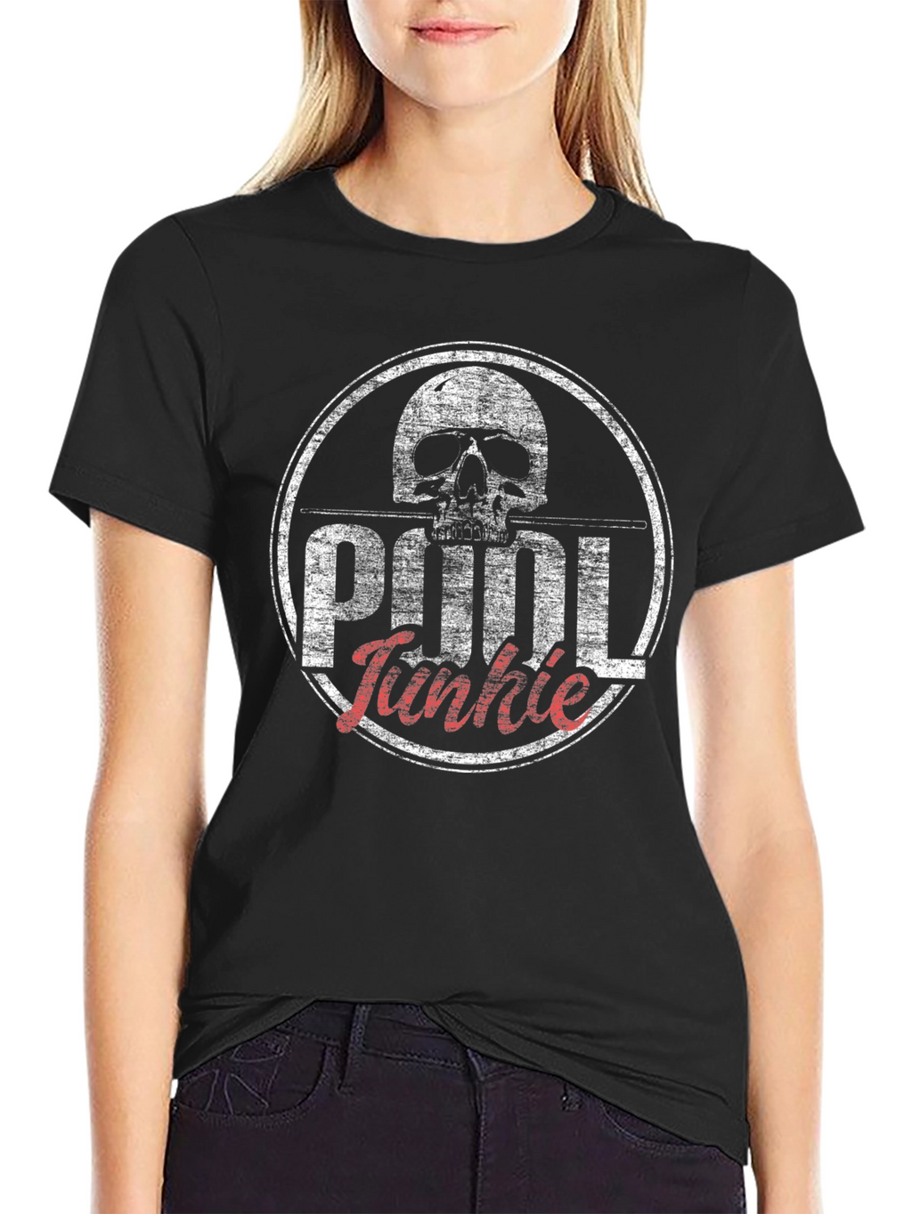 Pool Junkie Skull T-Shirt - Black Graphic Tee