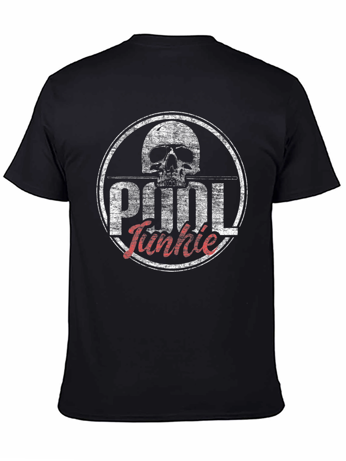 Pool Junkie Skull T-Shirt - Black Graphic Tee