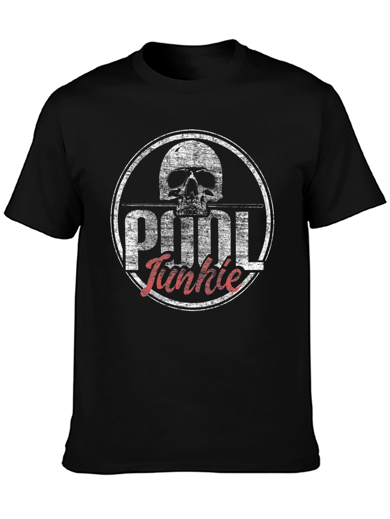 Pool Junkie Skull T-Shirt - Black Graphic Tee