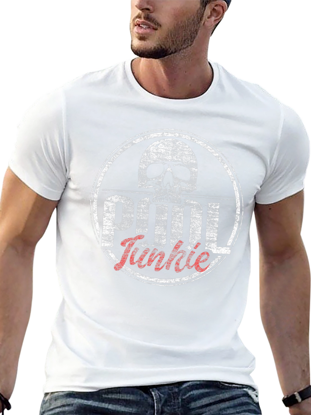 Pool Junkie Skull T-Shirt - Black Graphic Tee