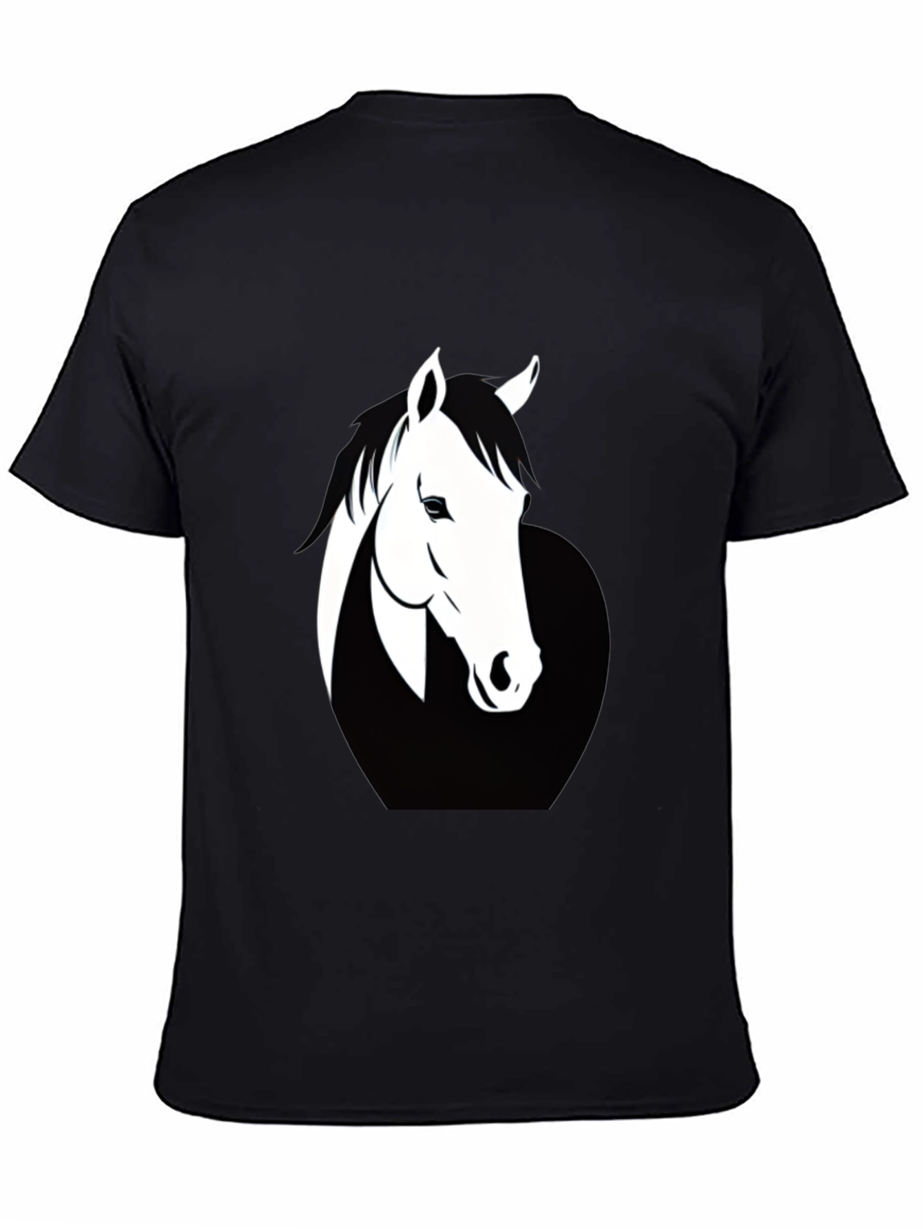 Mens Black T-Shirt with Horse Graphic