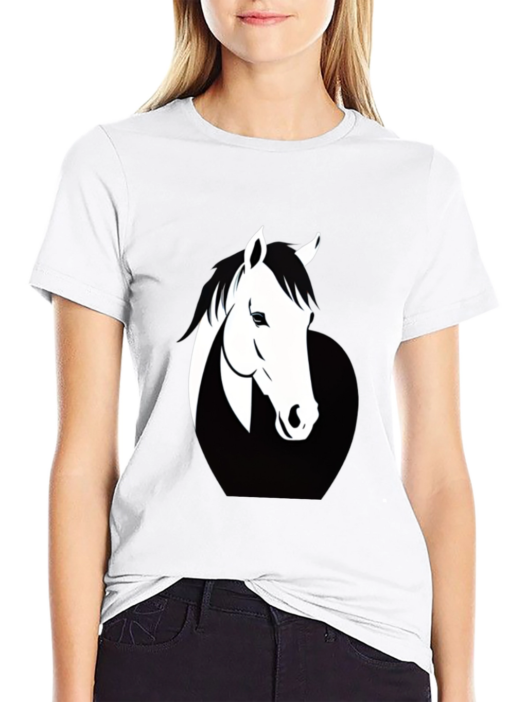 Mens Black T-Shirt with Horse Graphic
