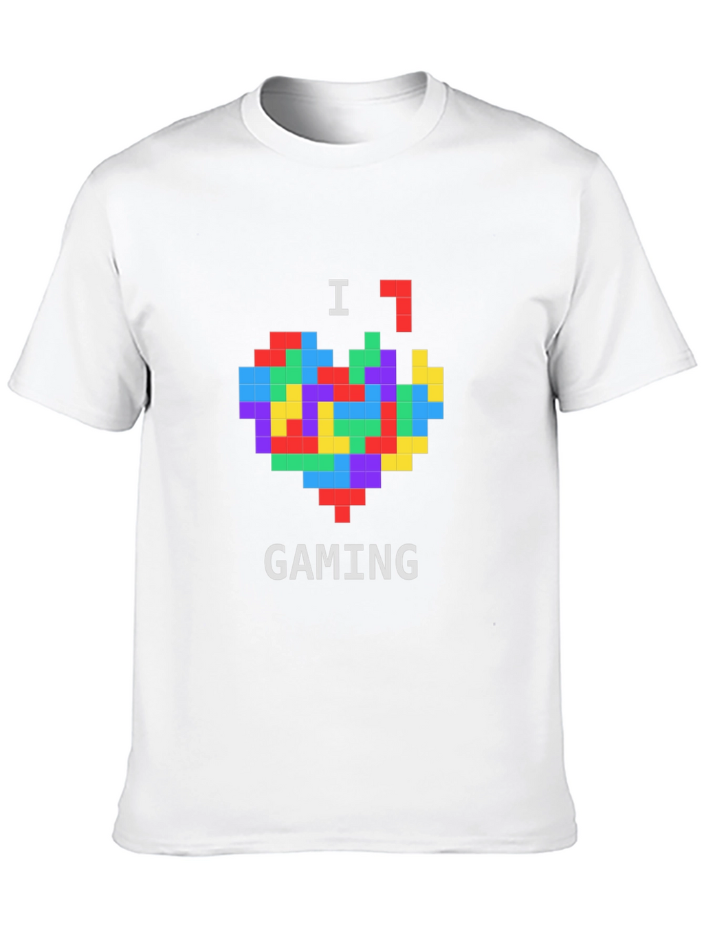I Love Gaming Pixel Heart Black T-Shirt