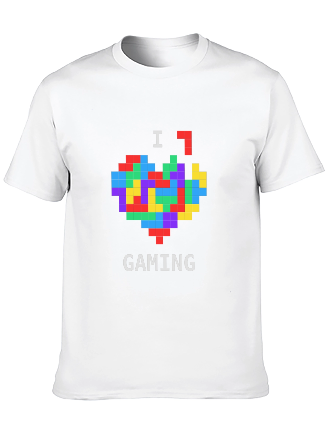 I Love Gaming Pixel Heart Black T-Shirt
