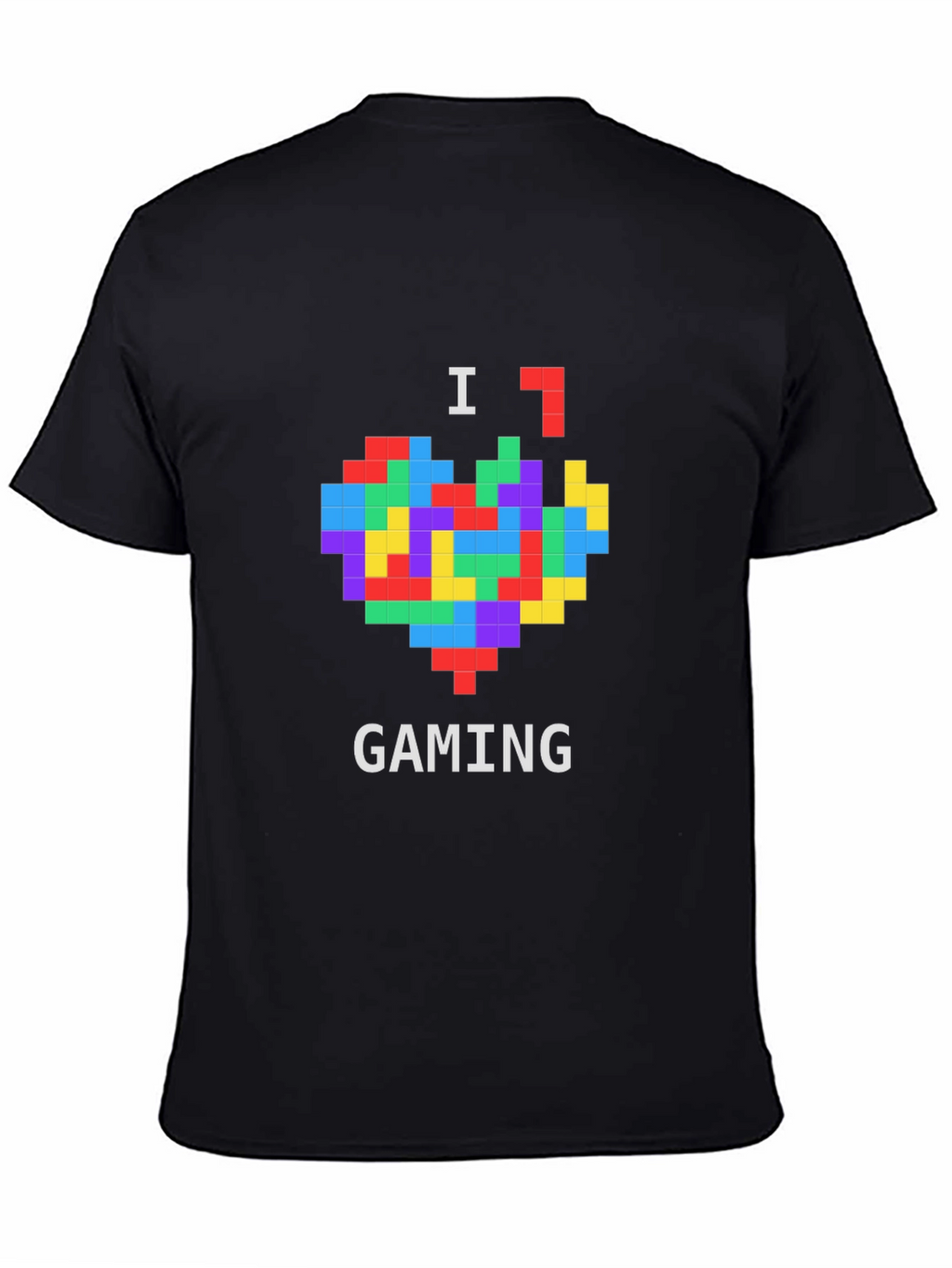 I Love Gaming Pixel Heart Black T-Shirt