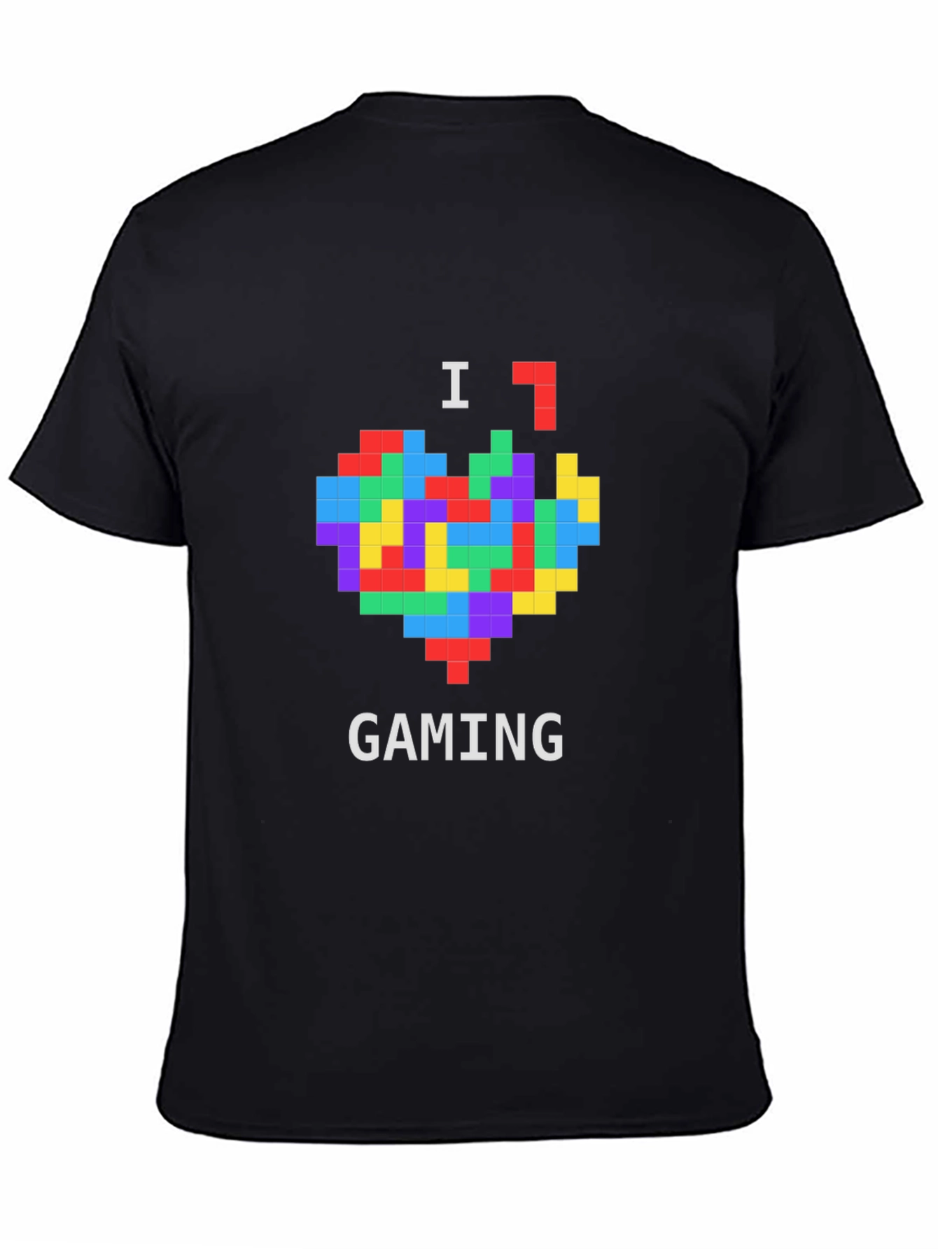 I Love Gaming Pixel Heart Black T-Shirt