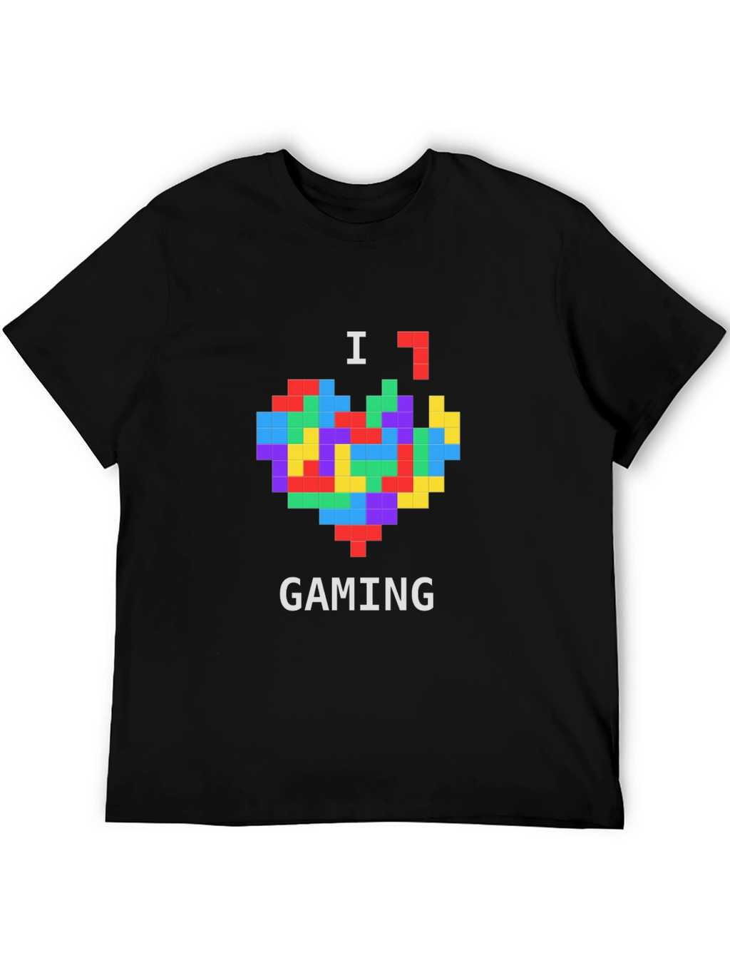 I Love Gaming Pixel Heart Black T-Shirt