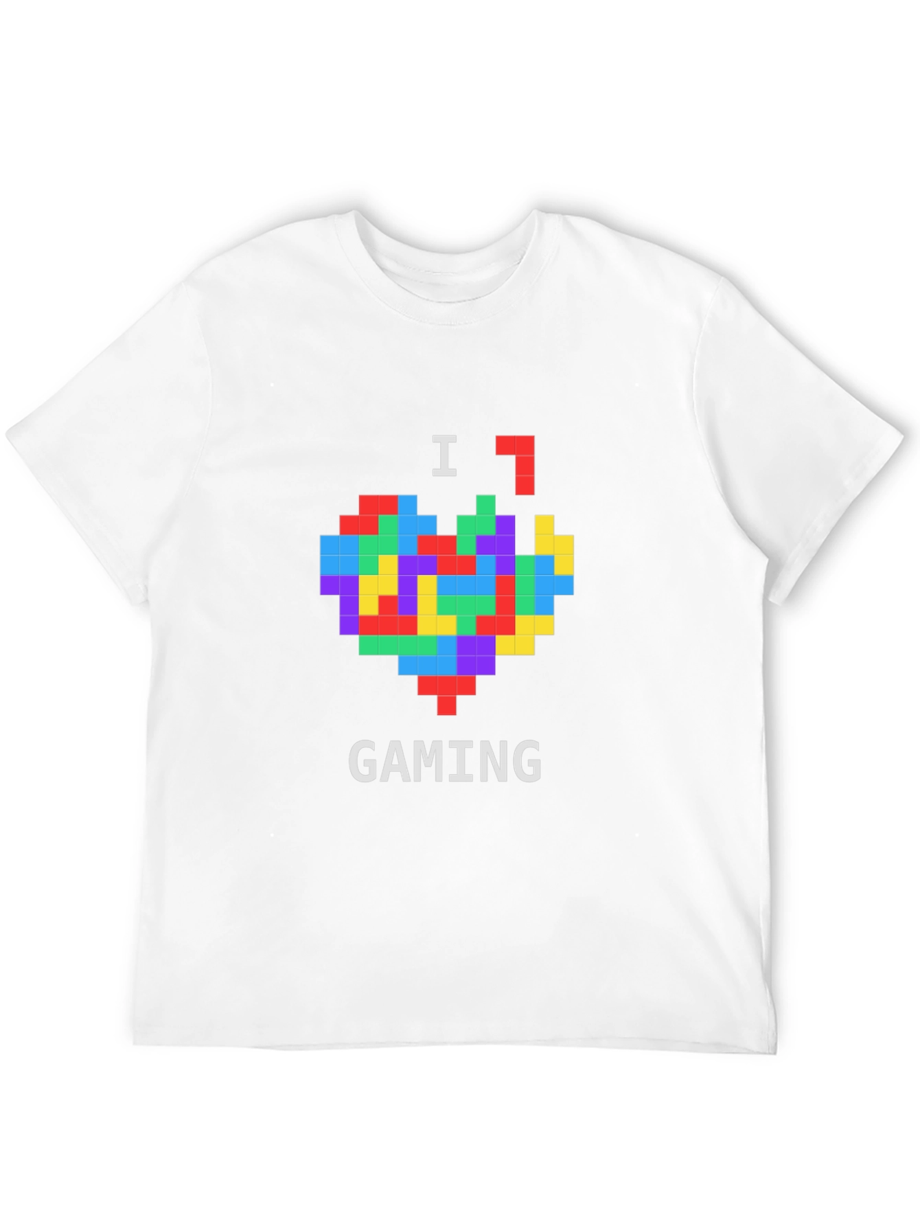 I Love Gaming Pixel Heart Black T-Shirt