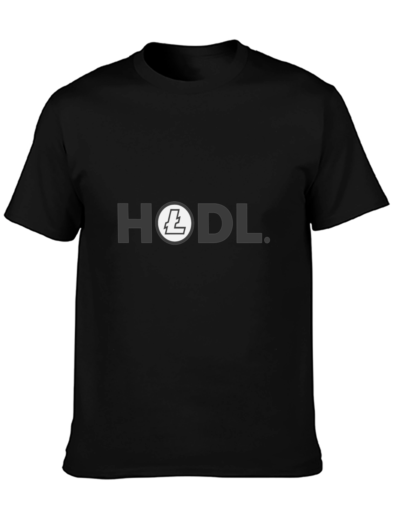 HODL Crypto Tee - Litecoin Design - Black Cotton Shirt