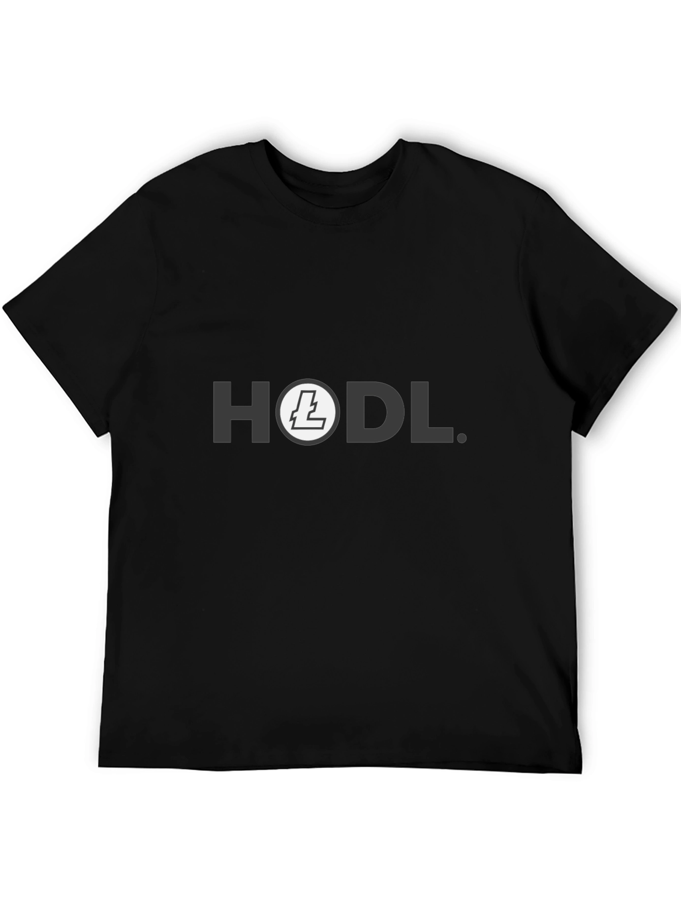 HODL Crypto Tee - Litecoin Design - Black Cotton Shirt