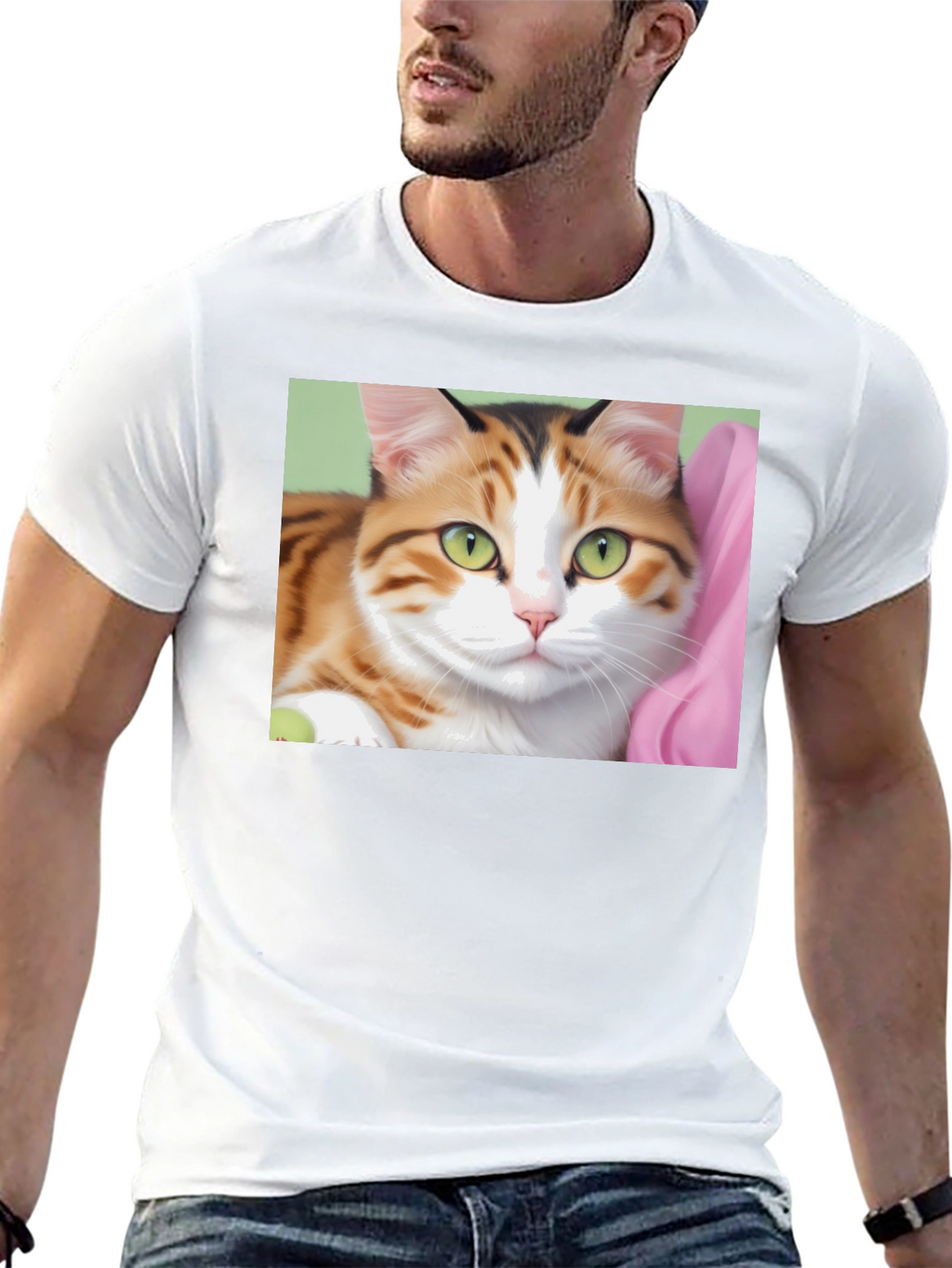 Cat Graphic Print Black T-Shirt