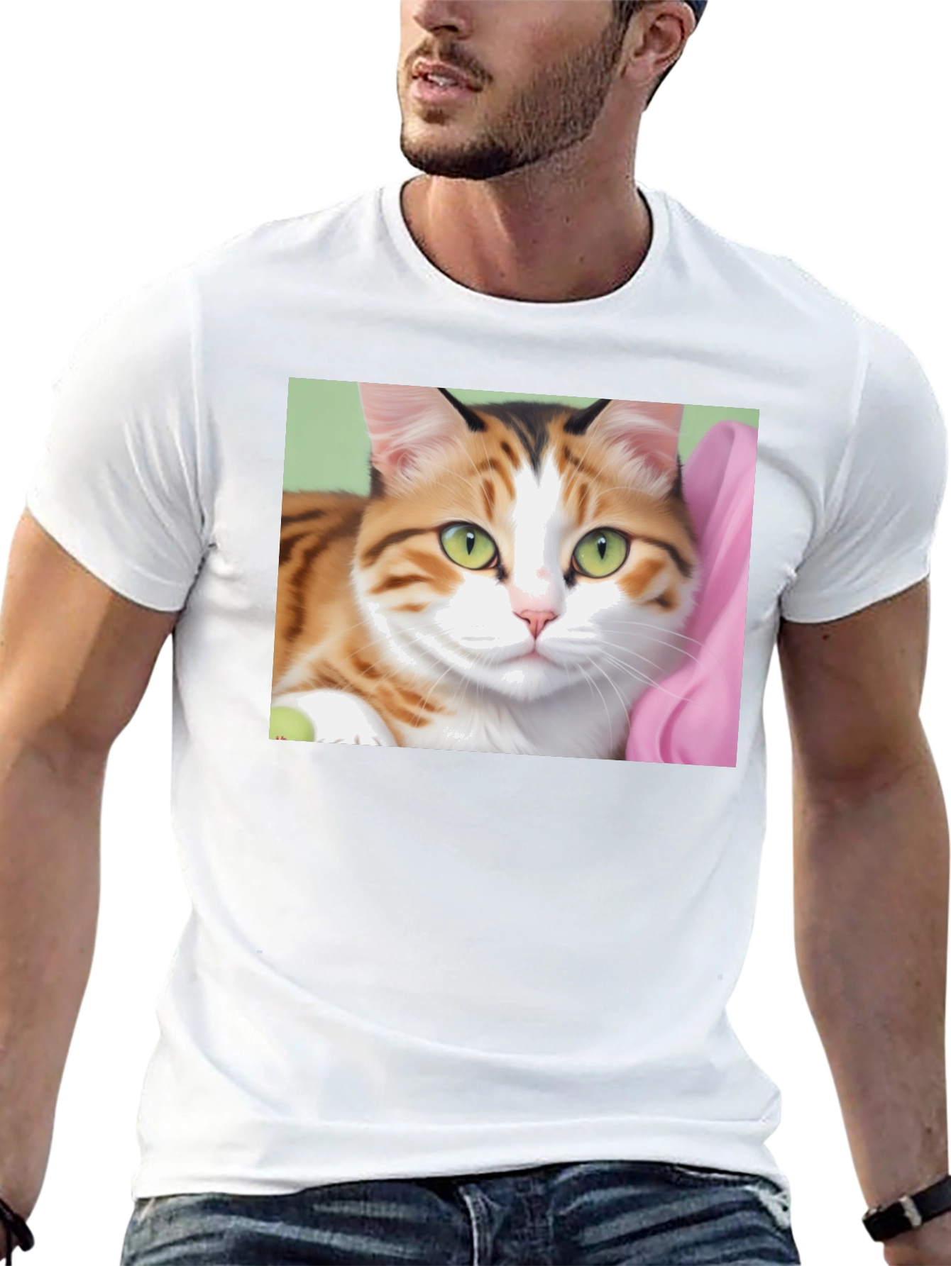 Cat Graphic Print Black T-Shirt