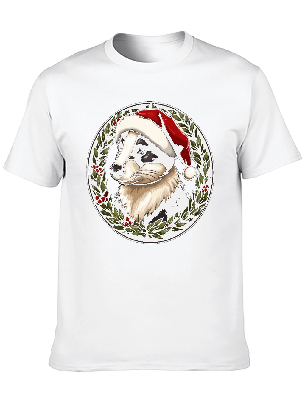 Festive Dog Santa Hat T-Shirt