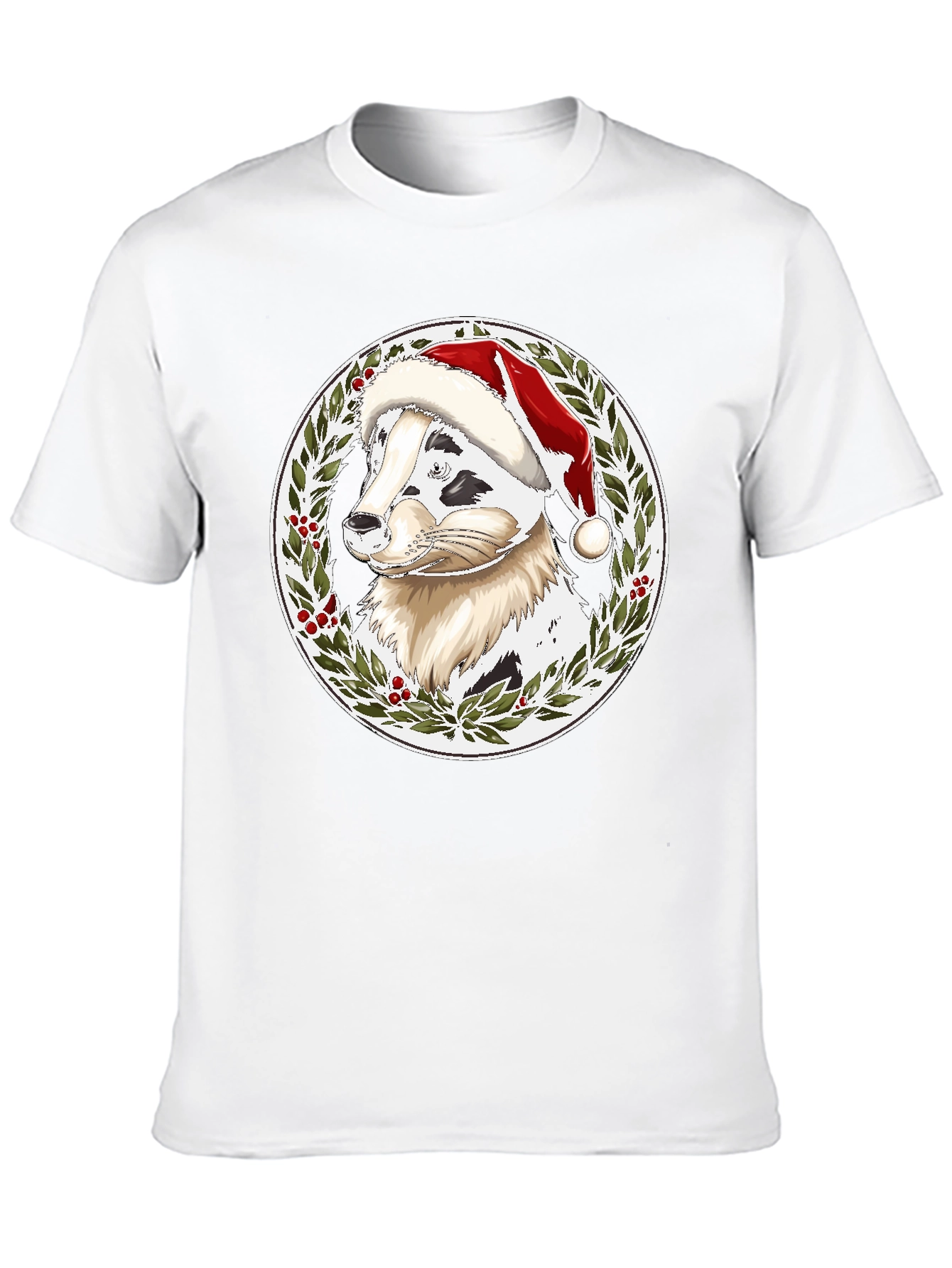 Festive Dog Santa Hat T-Shirt