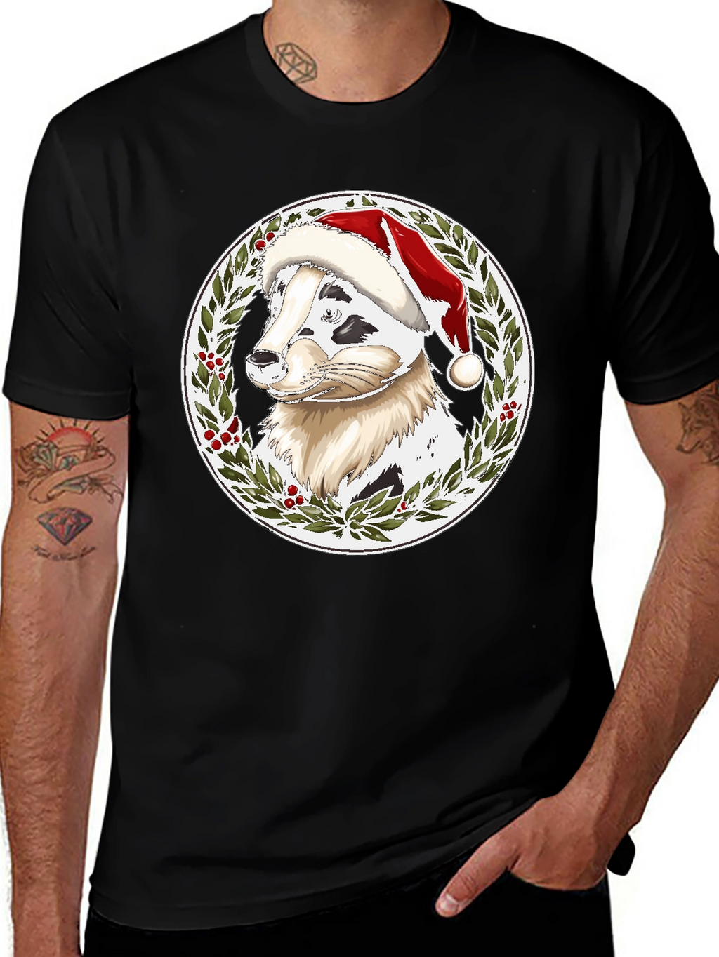 Festive Dog Santa Hat T-Shirt