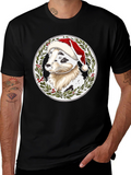 Festive Dog Santa Hat T-Shirt