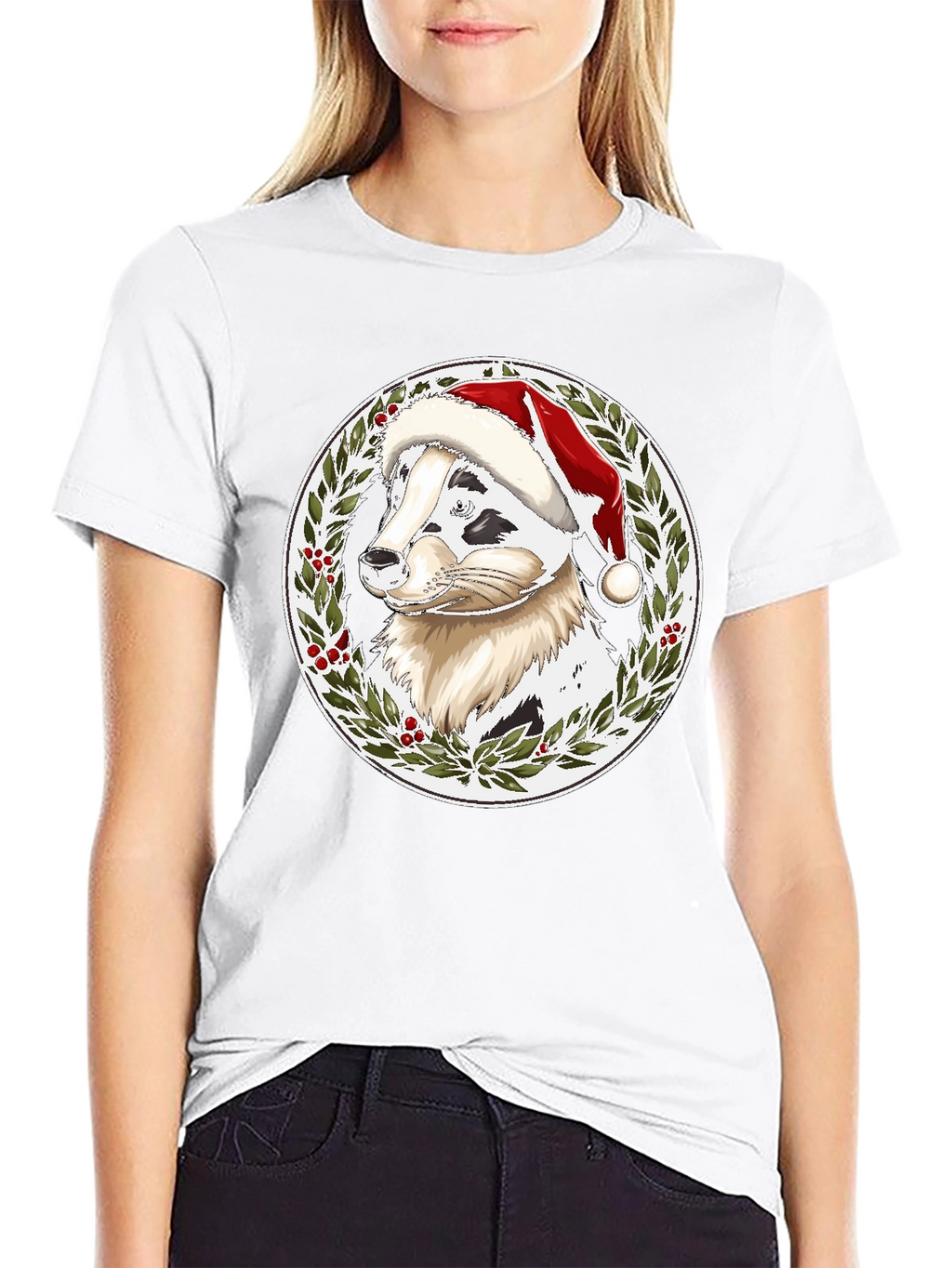 Festive Dog Santa Hat T-Shirt