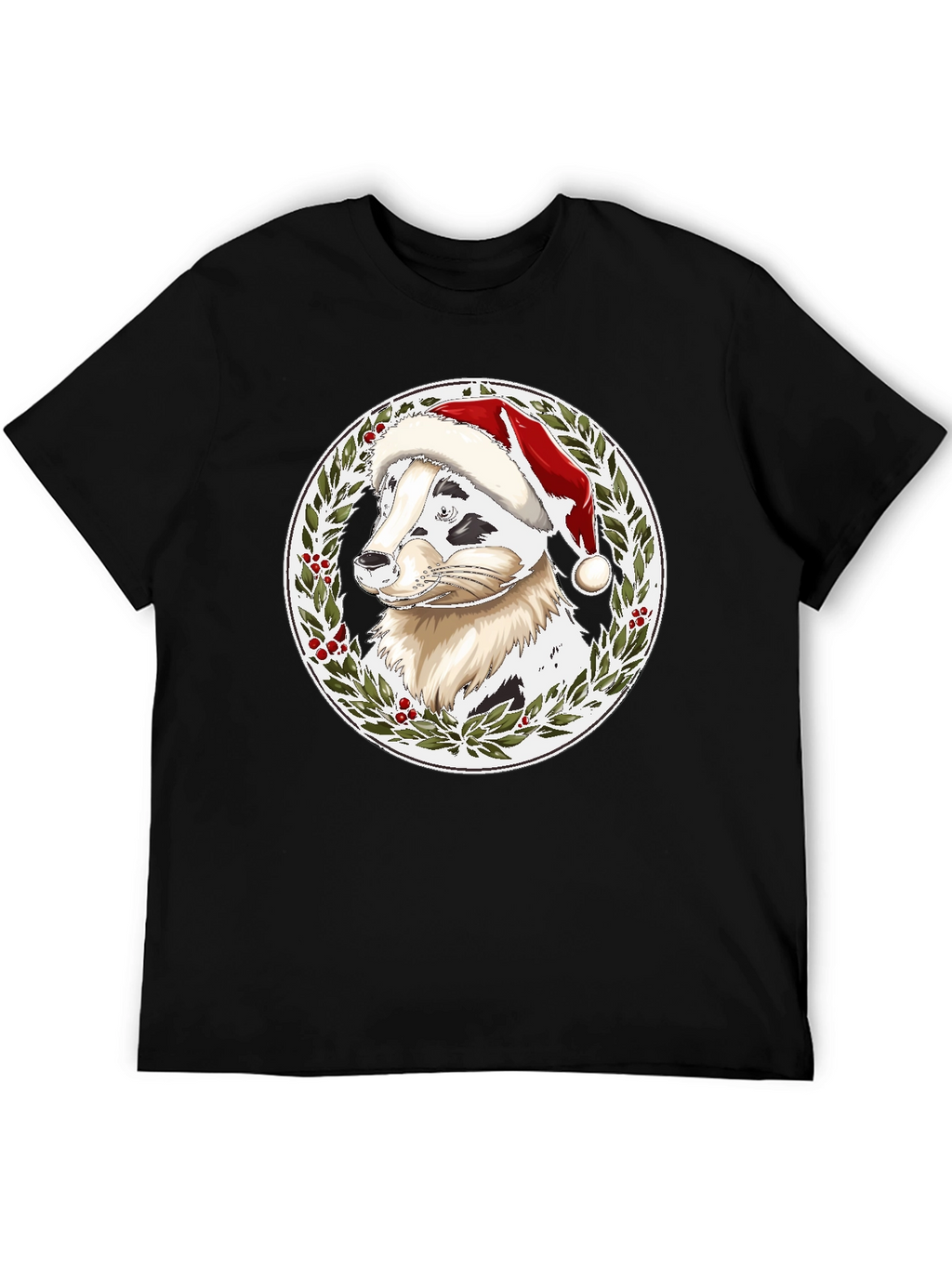 Festive Dog Santa Hat T-Shirt