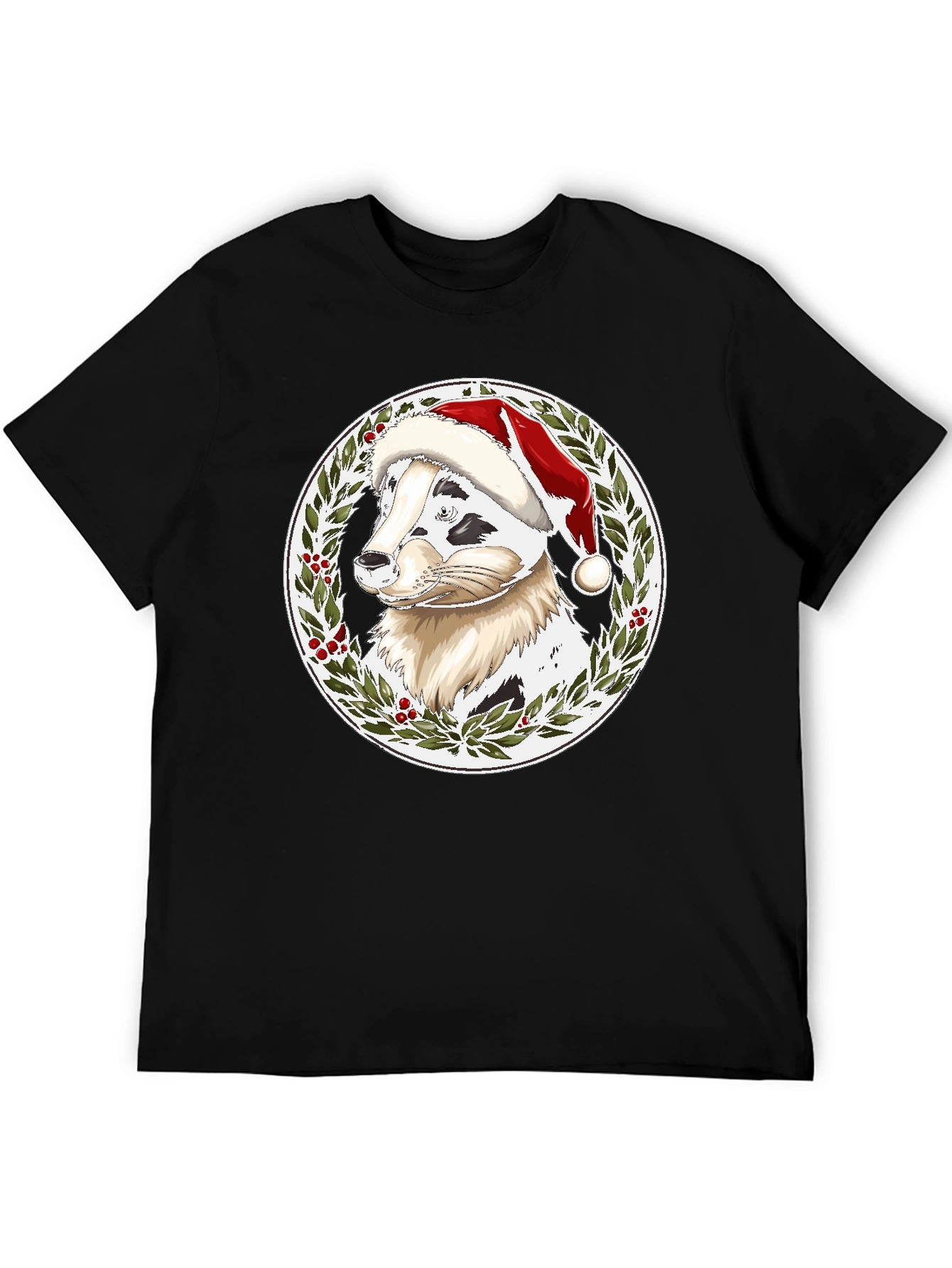 Festive Dog Santa Hat T-Shirt
