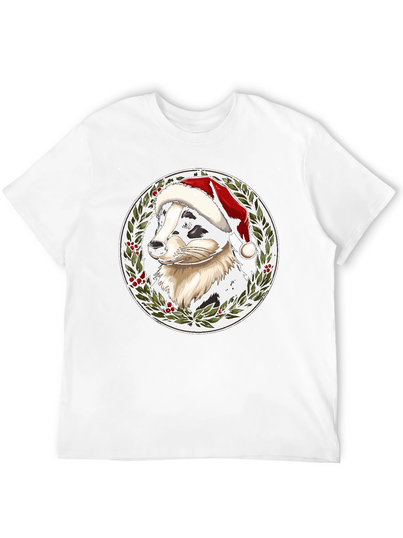 Festive Dog Santa Hat T-Shirt