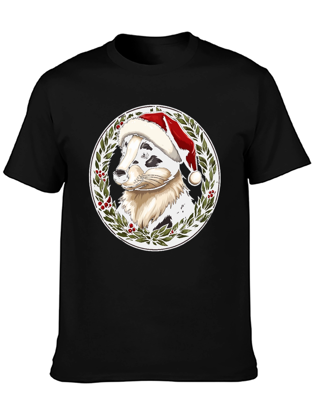 Festive Dog Santa Hat T-Shirt