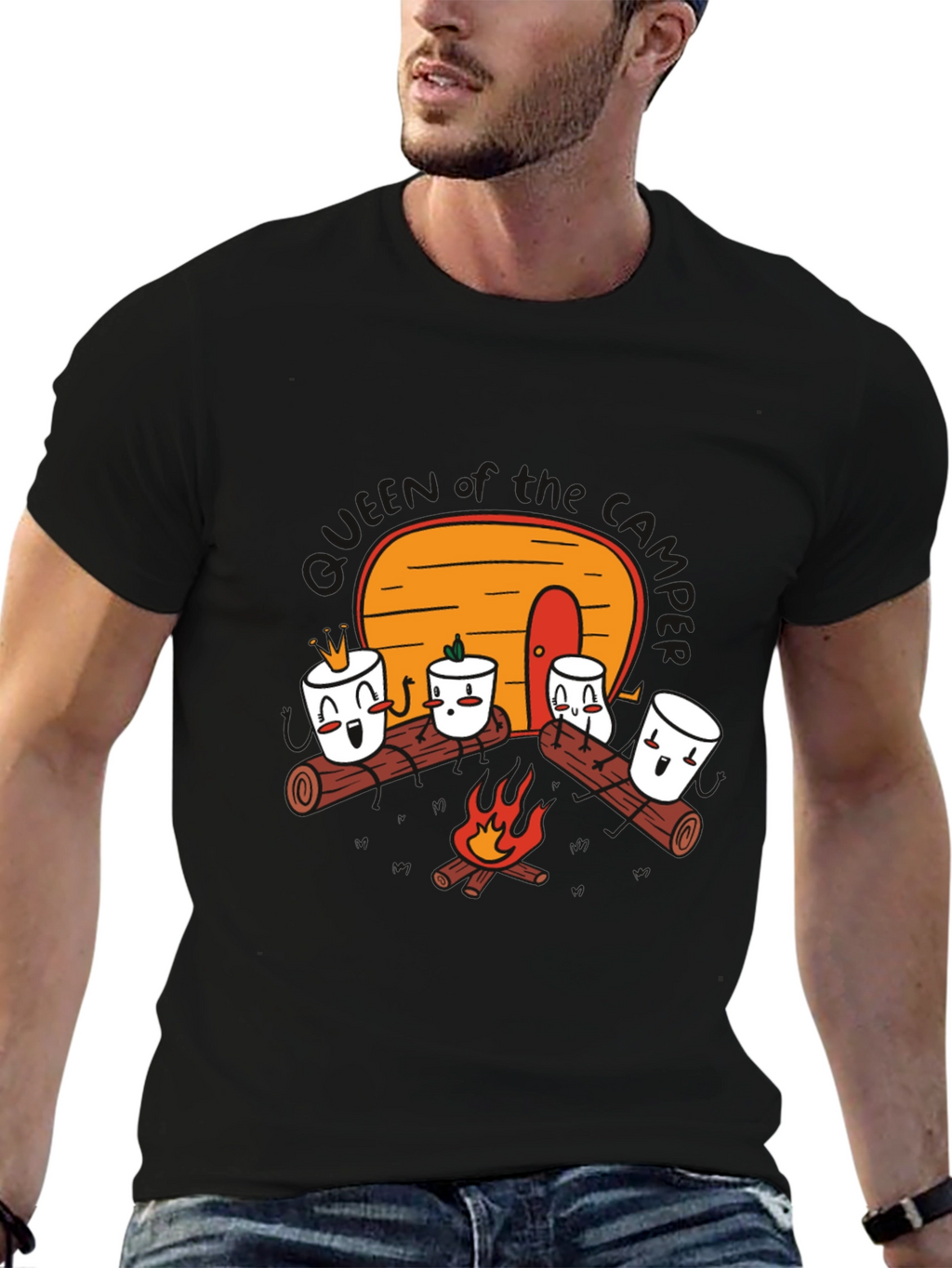 Marshmallow Campfire Graphic Tee - Black