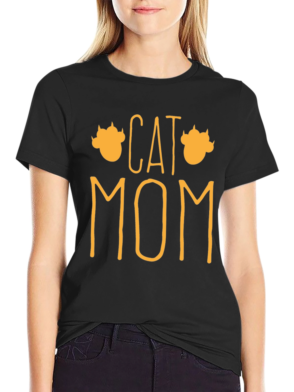 Cat Mom Graphic T-Shirt - Black