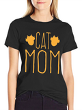 Cat Mom Graphic T-Shirt - Black