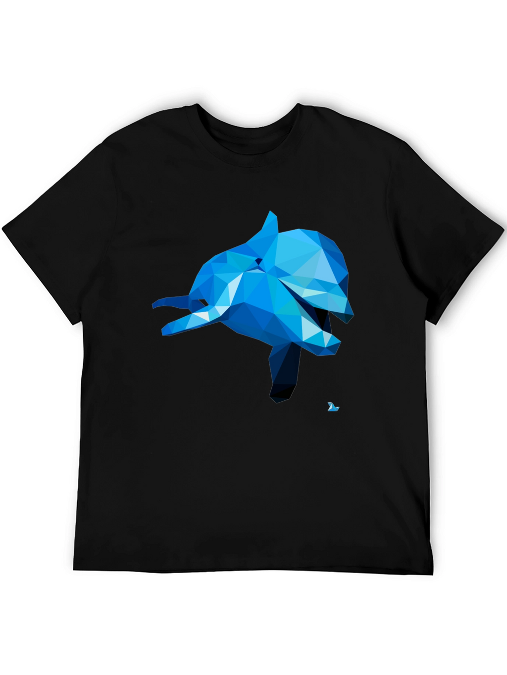 Geometric Dolphin Graphic Tee - Black