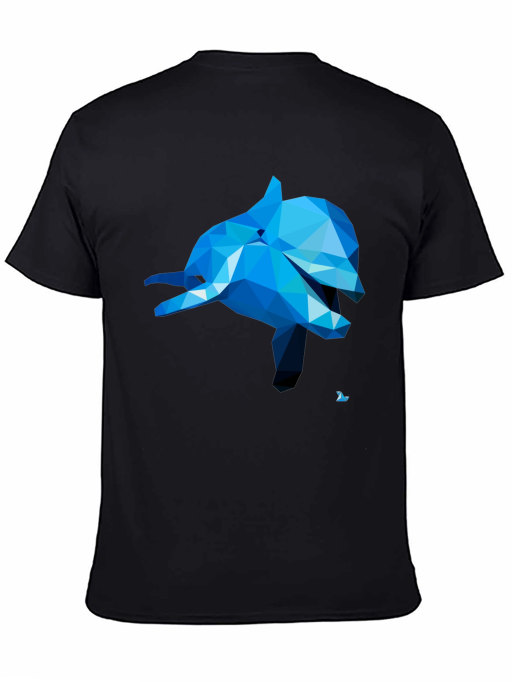 Geometric Dolphin Graphic Tee - Black